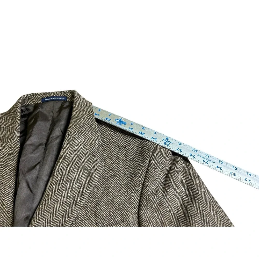 Lands' End Men's Wool Tweed 2-Button Blazer‎ Brown Beige Herringbone 42 R